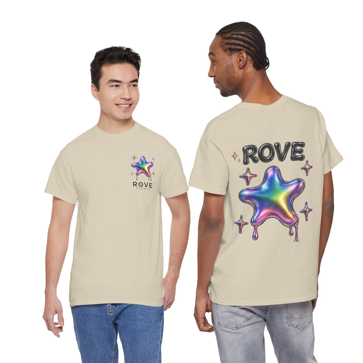 Rove Drip Star T-Shirt — Iridescent Rainbow Graphic Tee