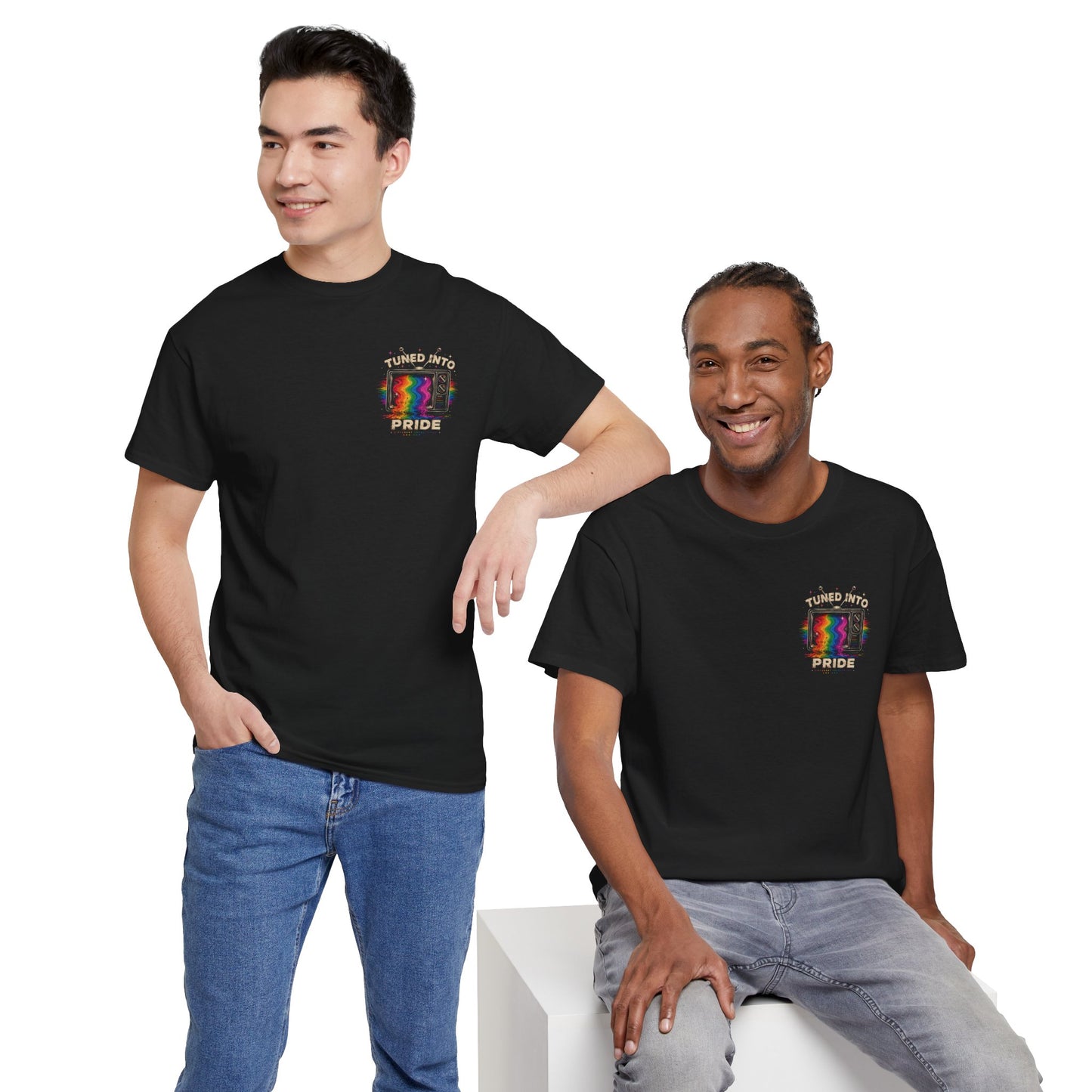 T-Shirt — "Tuned Into Pride" Rainbow TV Graphic Tee
