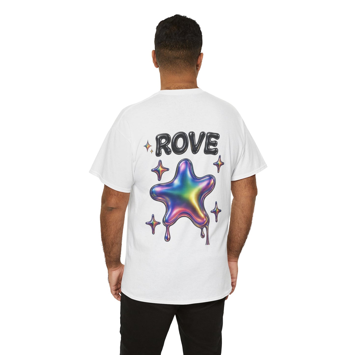 Rove Drip Star T-Shirt — Iridescent Rainbow Graphic Tee